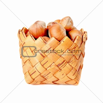 Basket with hazelnuts