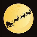 santa claus with deers silhouette