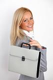 business woman with case