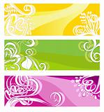 Bright banners with floral elements