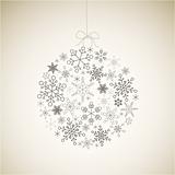 Vector Christmas ball made from gray simple snowflakes 