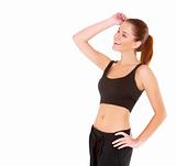 Fitness woman in black sports clothes