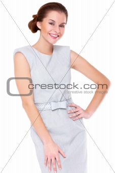 Business woman standing isolated