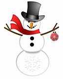 Snowman with Top Hat Isolated on White Background