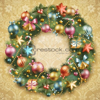 Christmas wreath with baubles