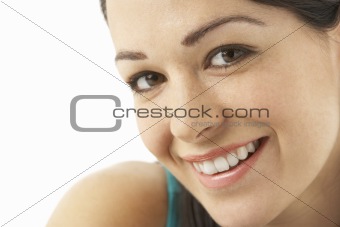 Studio Portrait Of Laughing Woman