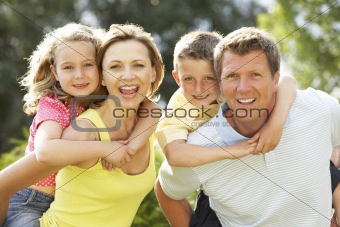 Family having fun in countryside