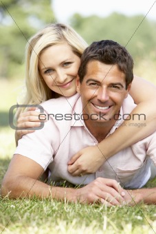 Young couple having fun in countryside