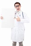 Doctor with placard
