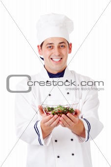 Chef with salad
