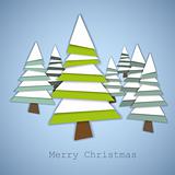 Simple vector christmas trees made from green and white paper