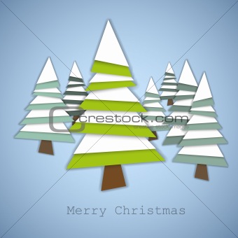 Simple vector christmas trees made from green and white paper