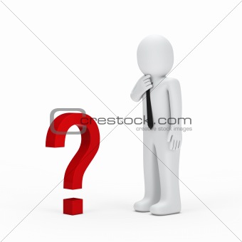 businessman small red question mark