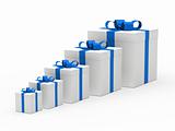 christmas gift box white blue ribbon