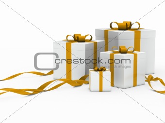 gift box white gold ribbon