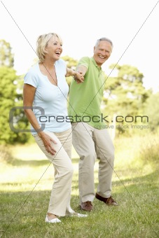 Mature couple walking in countryside