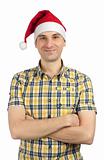 young guy with christmas hat 