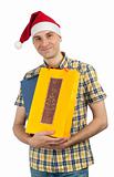 man holding shopping bags of Christmas presents