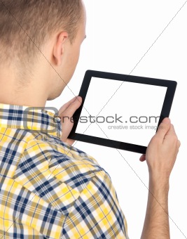 Man holds tablet computer