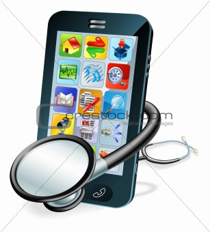 Cell phone health check concept