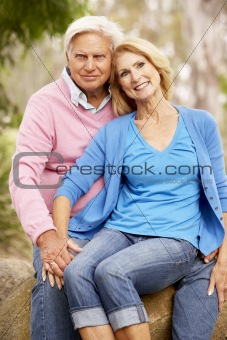 Senior Couple Sitting On Wall