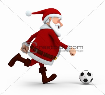 Santa playing soccer