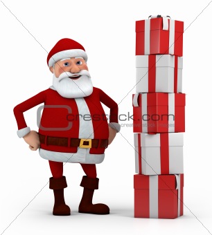 santa with stack of presents