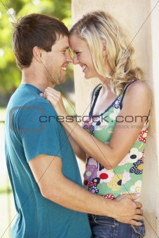 Romantic Young Couple Outside Building
