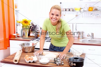 Sexy woman baking cake