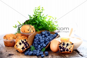 Blueberries and muffins