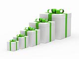 christmas gift box white green ribbon