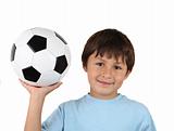 Young happy boy with soccer ball