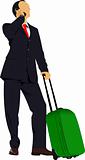 Business man with suitcase. Vector illustration