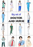 Big set of Medical doctors and nurse. Vector illustration 