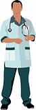 Nurse man with white doctor`s smock. Vector illustration