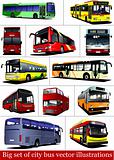 Big set of City buses. Tourist coach. Vector illustration for de