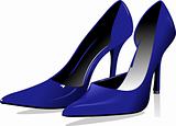 Fashion woman blue shoes. Vector illustration