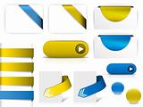 Blue and yellow vector elements for web pages