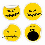 Set of Halloween yellow smiles labels