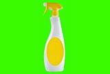 White spray detergent bottle with yellow elements