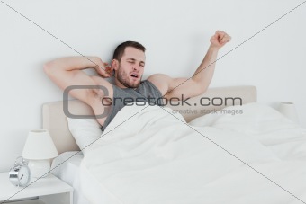 Man stretching his arms