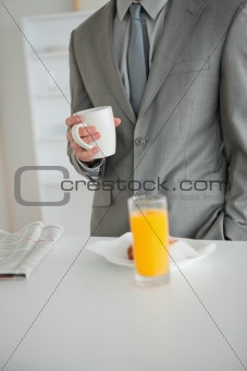 Portrait of a breakfast taken by a businessman