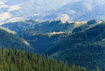 Summer mountain hamlet landscape