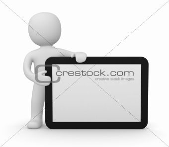 3d man with tablet PC