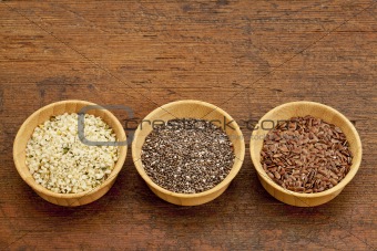 chia, flax and hemp seeds