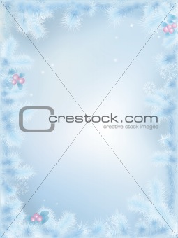 Vector Christmas series. Frozen fir branches border design.