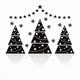 christmas trees with stars and snowflakes