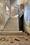 vintage staircase and dirty floor