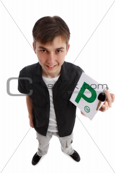 Teenager with green P licence plates