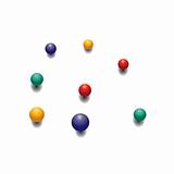 Yellow, dark blue and red spheres.Vector illustration